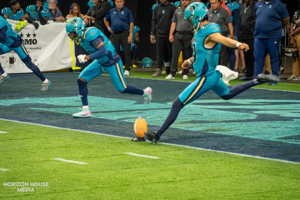 Orlando Pirates kicker sending the ball downfield