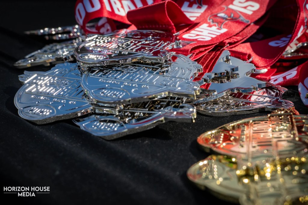 Finisher medals at a charity race